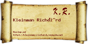Kleinman Richárd névjegykártya